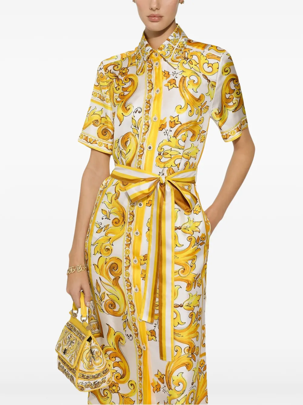 Dolce & Gabbana Zijden midi-jurk Geel