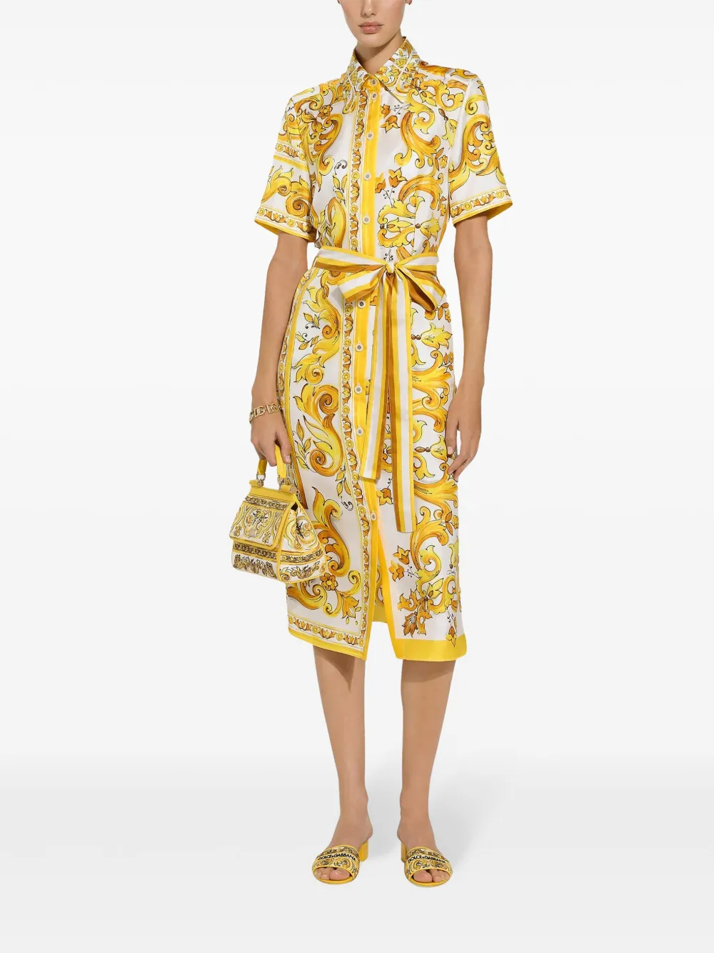 Dolce & Gabbana Zijden midi-jurk Geel