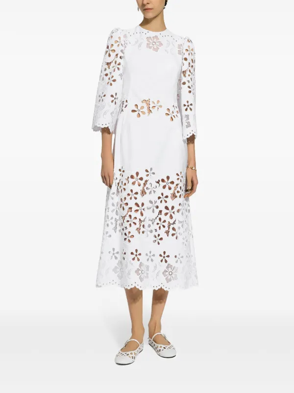 Dolce & Gabbana cut-out stretch-cotton Midi Dress | White | FARFETCH OM