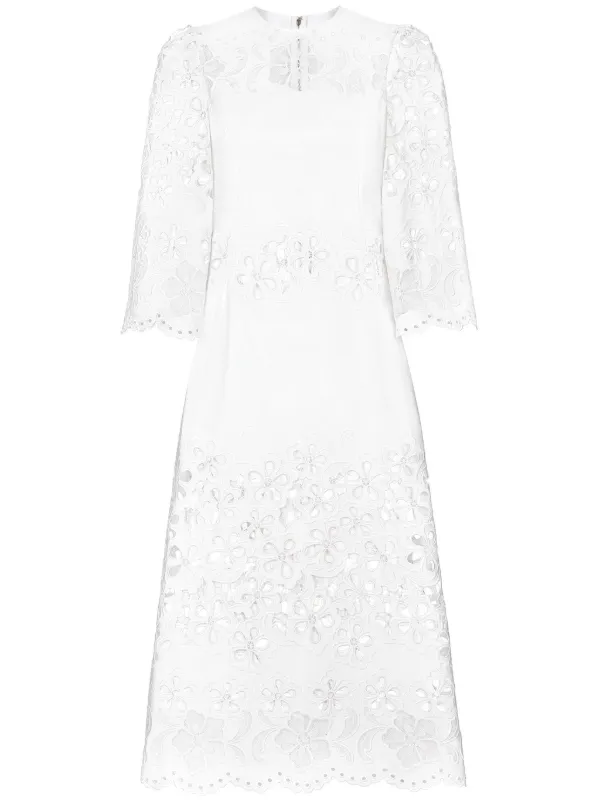 Dolce & Gabbana cut-out stretch-cotton Midi Dress | White | FARFETCH GE