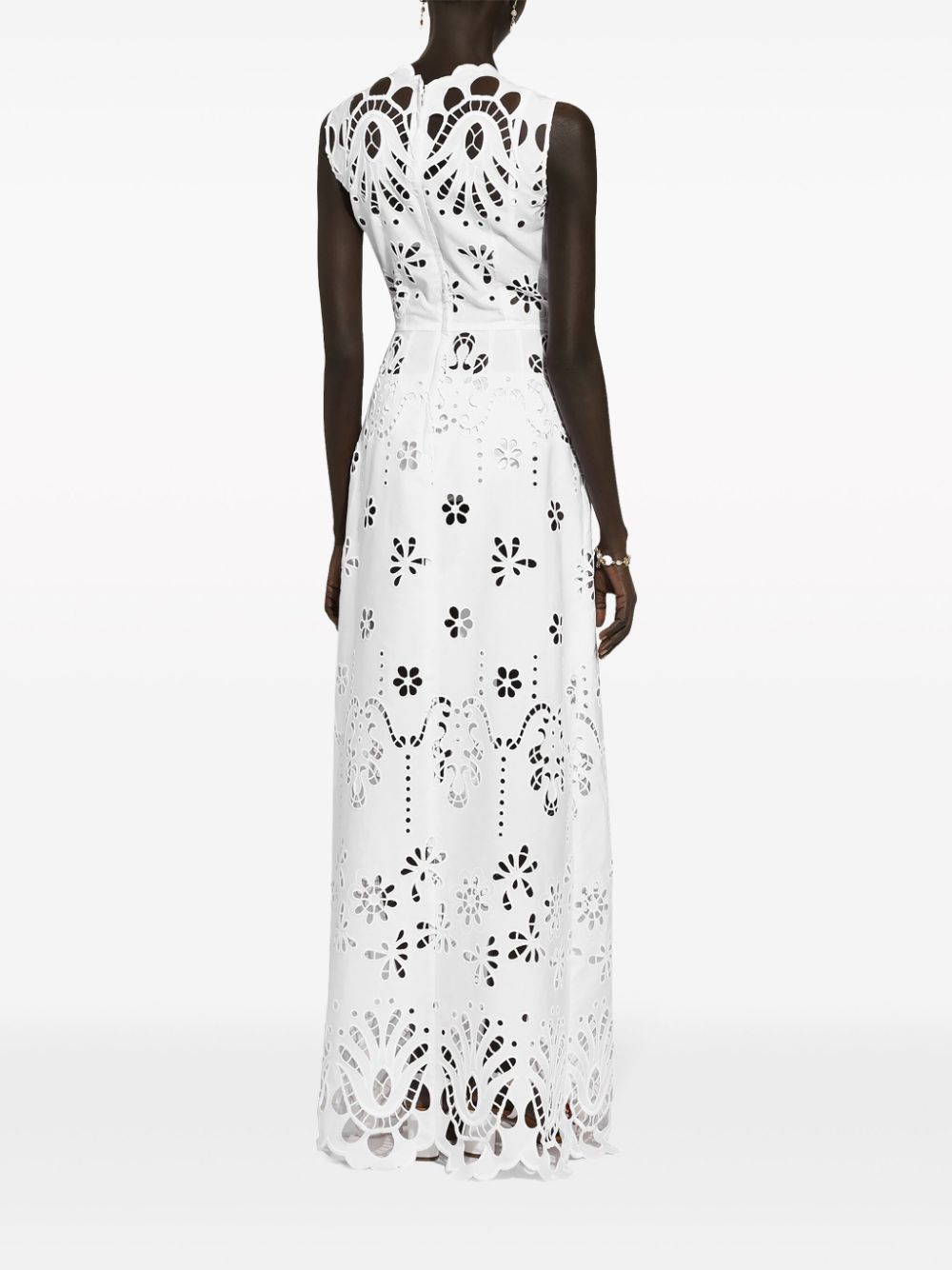 Shop Dolce & Gabbana Cut-out Stretch-cotton Maxi Dress In White