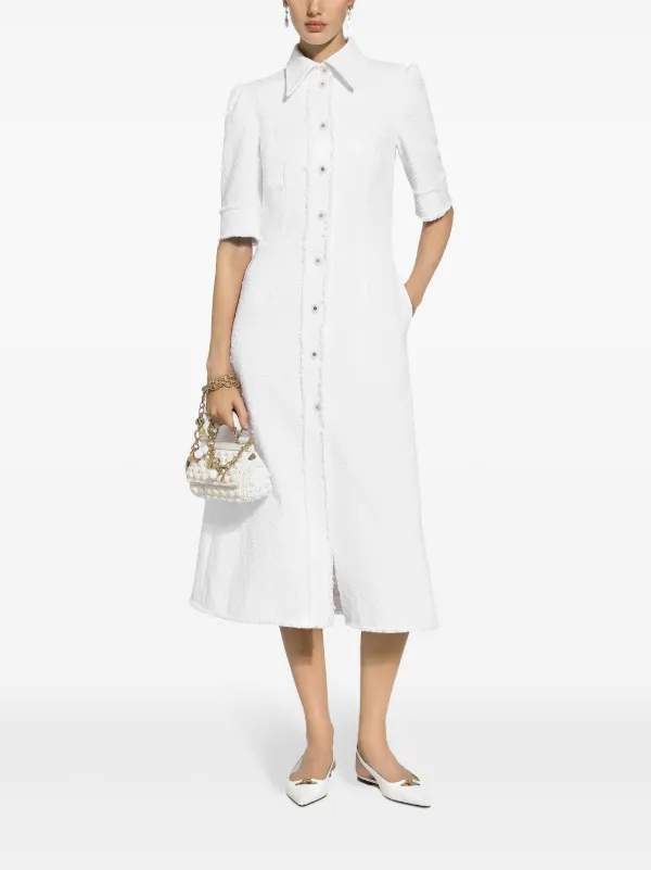 knee length dresses for ladies Women's Cosy Sheath Side Slit Tweed Midi Dress S/M/L White Mean Blvd White / L main image 0