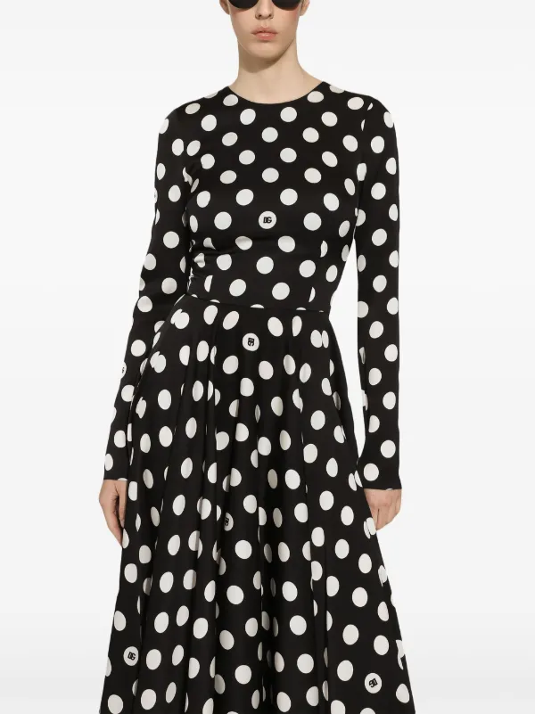 Dolce Gabbana polka dot Midi Dress Black FARFETCH CA