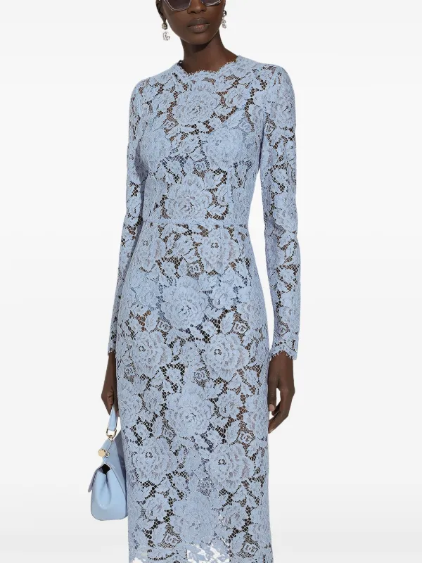 Dolce Gabbana floral lace Bodycon Midi Dress Blue FARFETCH CA