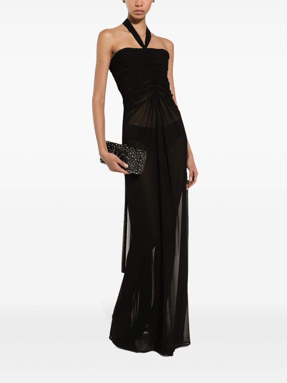 Shop Dolce & Gabbana Organza Maxi Dress In Black