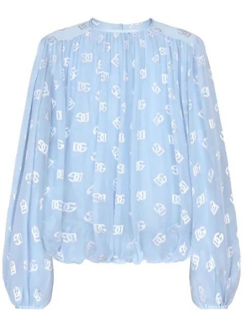 Dolce & Gabbana monogram-jacquard semi-sheer blouse