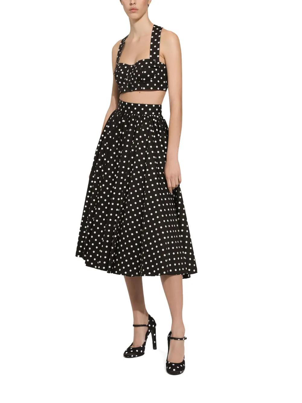 Shop Dolce & Gabbana Polka-dot Corset Top In Schwarz
