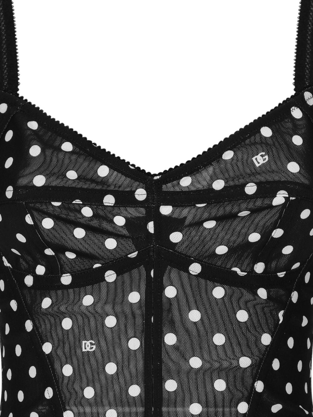 Shop Dolce & Gabbana Polka-dot Corset Top In Black