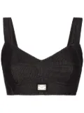 Dolce & Gabbana logo-tag denim corset top - Black