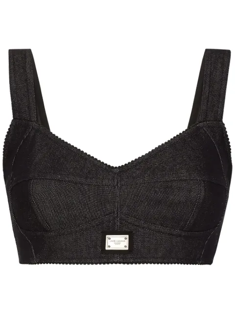 Dolce & Gabbana top estilo corset de mezclilla con etiqueta del logo