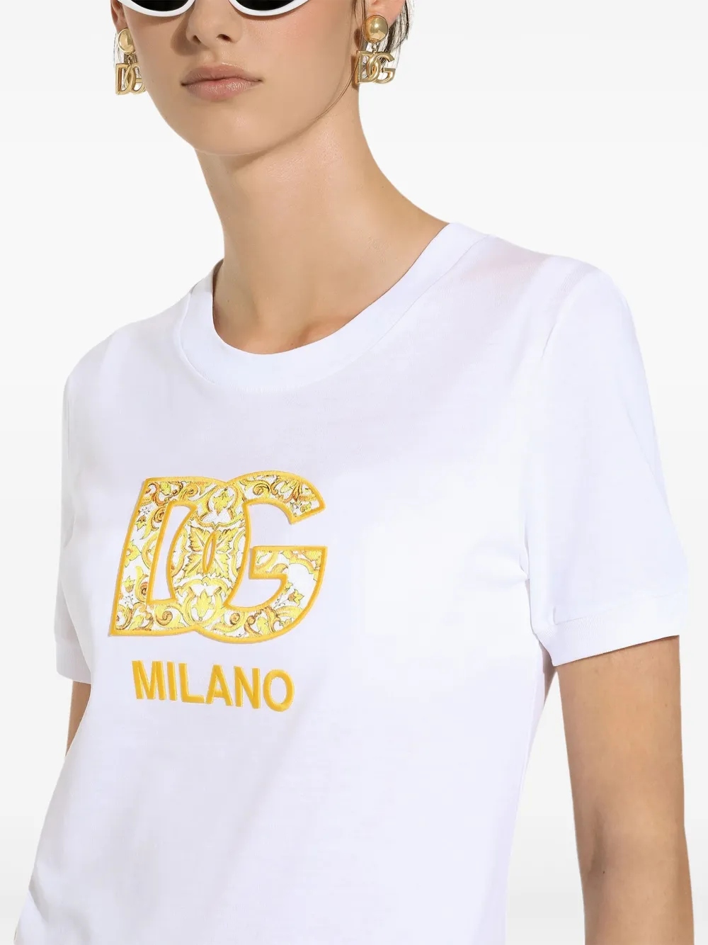Dolce & Gabbana Katoenen T-shirt met borduurwerk Wit