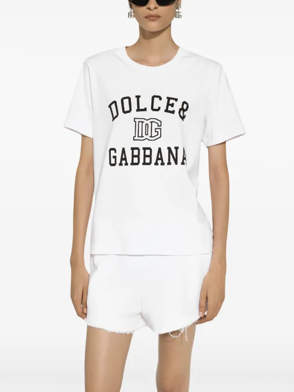 Tシャツ・カットソー DOLCE & GABBANA Logo print T-shirt White/Black G8PN9ZG7NSN Dolce & Gabbana Logo Print t-shirt | White | FARFETCH