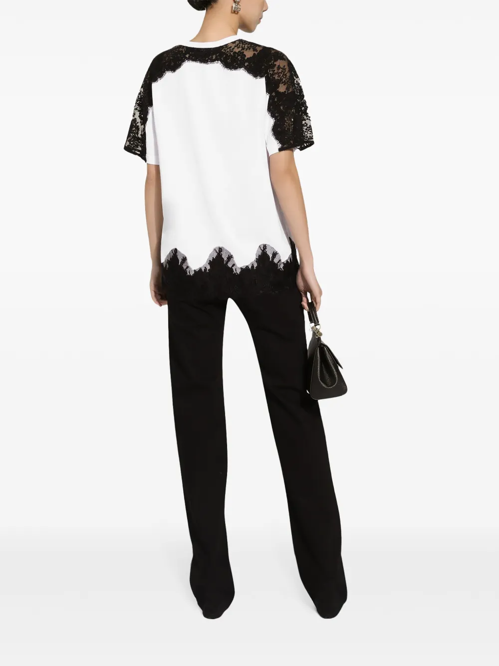 Dolce & Gabbana T-shirt met vlak van kant Wit
