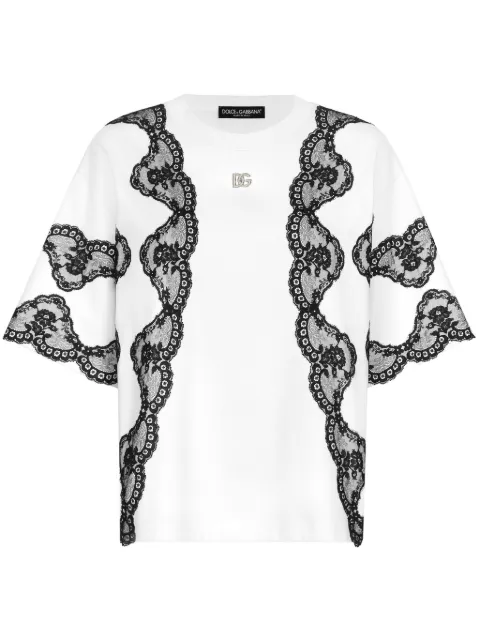 Dolce & Gabbana playera manga corta con detalle de encaje