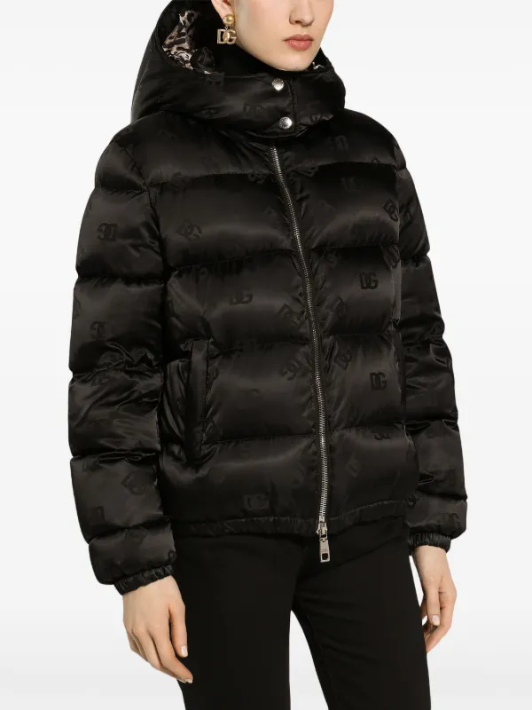 Dolce Gabbana monogram jacquard Puffer Jacket Black FARFETCH AZ
