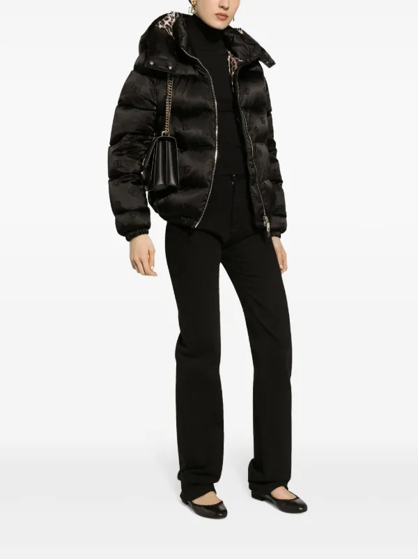 Dolce & Gabbana monogram-jacquard Puffer Jacket | Black | FARFETCH