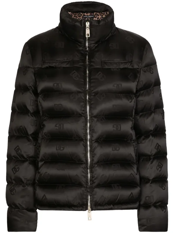 Dolce Gabbana monogram jacquard Puffer Jacket Black FARFETCH CA