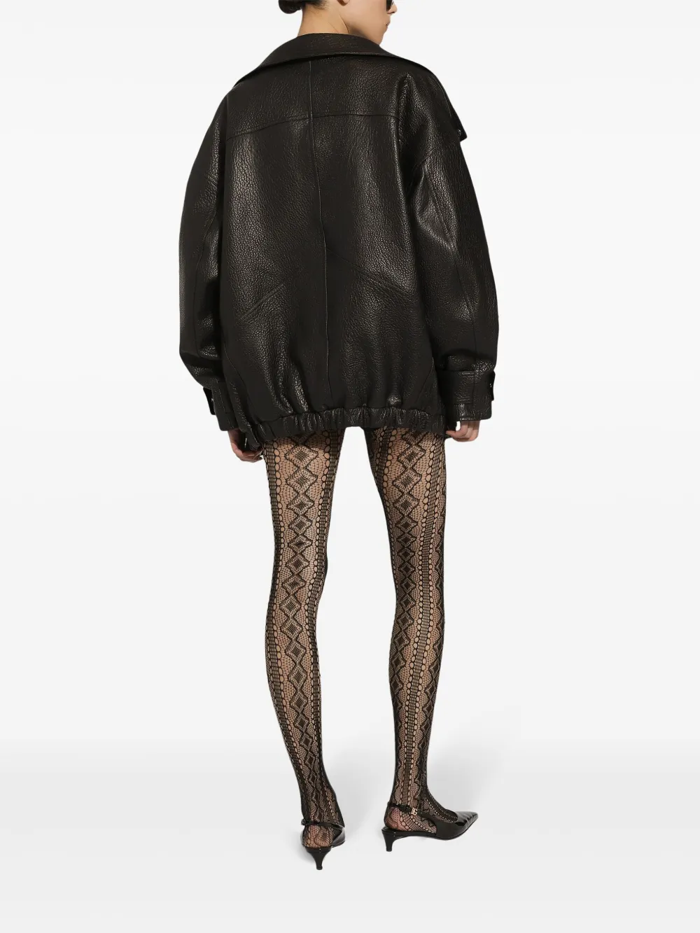Dolce & Gabbana Leren bikerjack Zwart