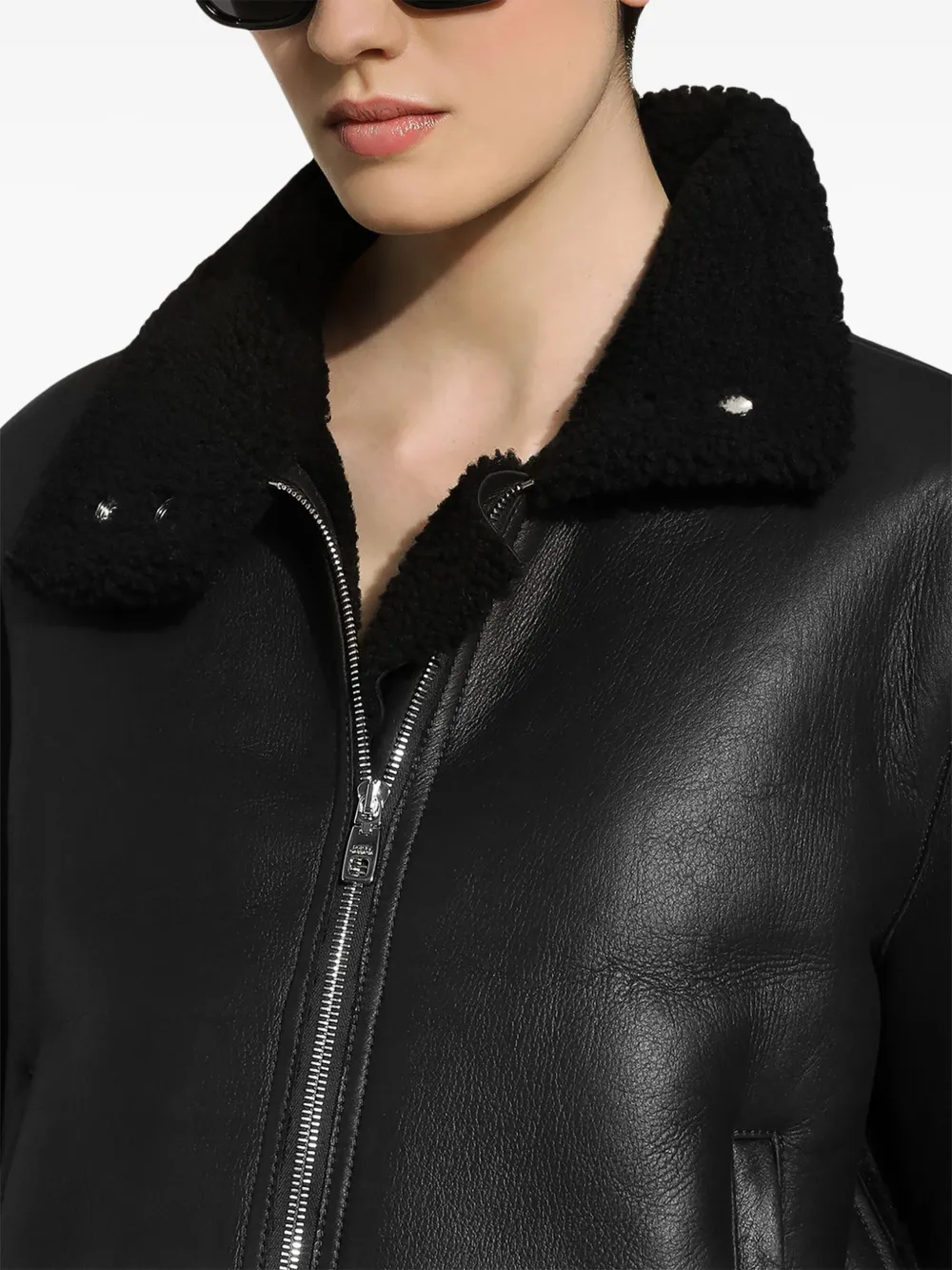 Dolce & Gabbana Leren bikerjack Zwart