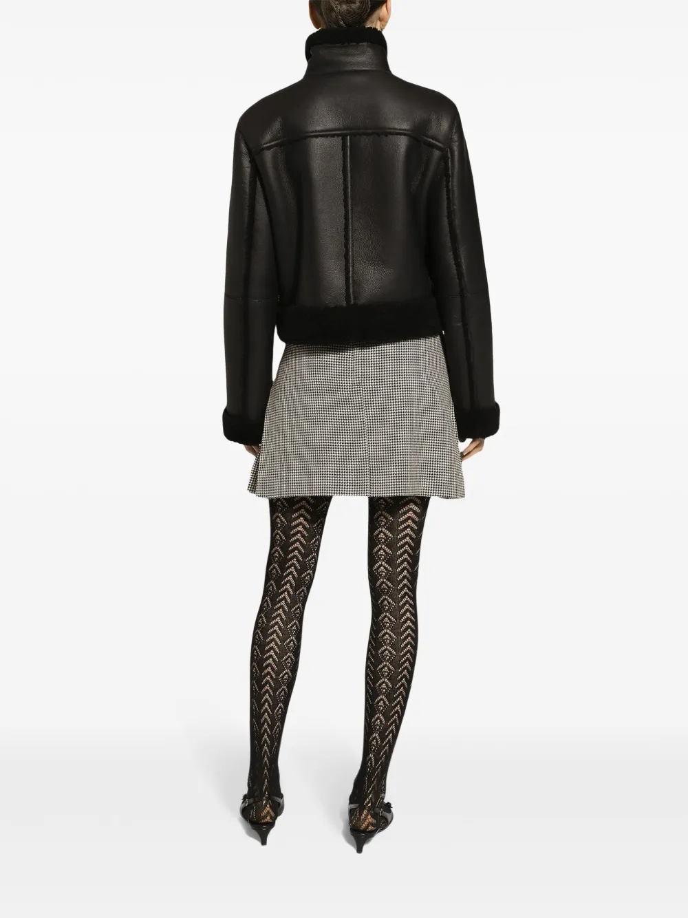 Dolce & Gabbana Leren bikerjack Zwart