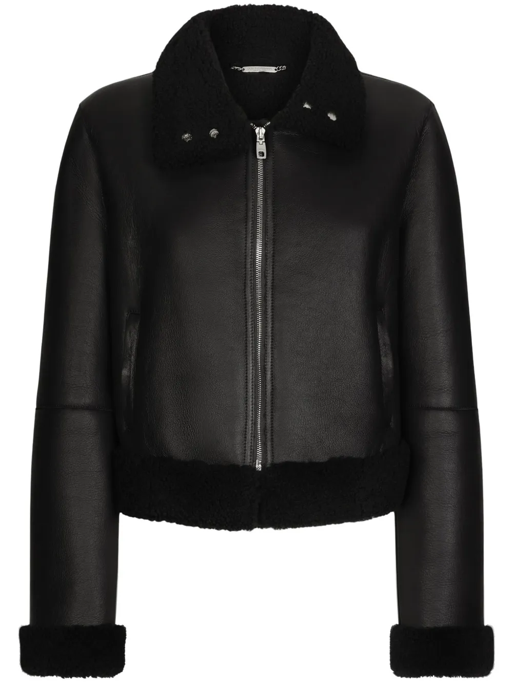 Dolce & Gabbana Leren bikerjack Zwart