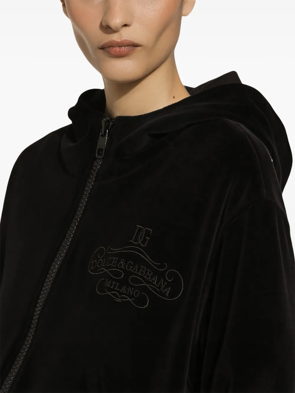 Dolce & Gabbana Hoodie met geborduurd logo Zwart