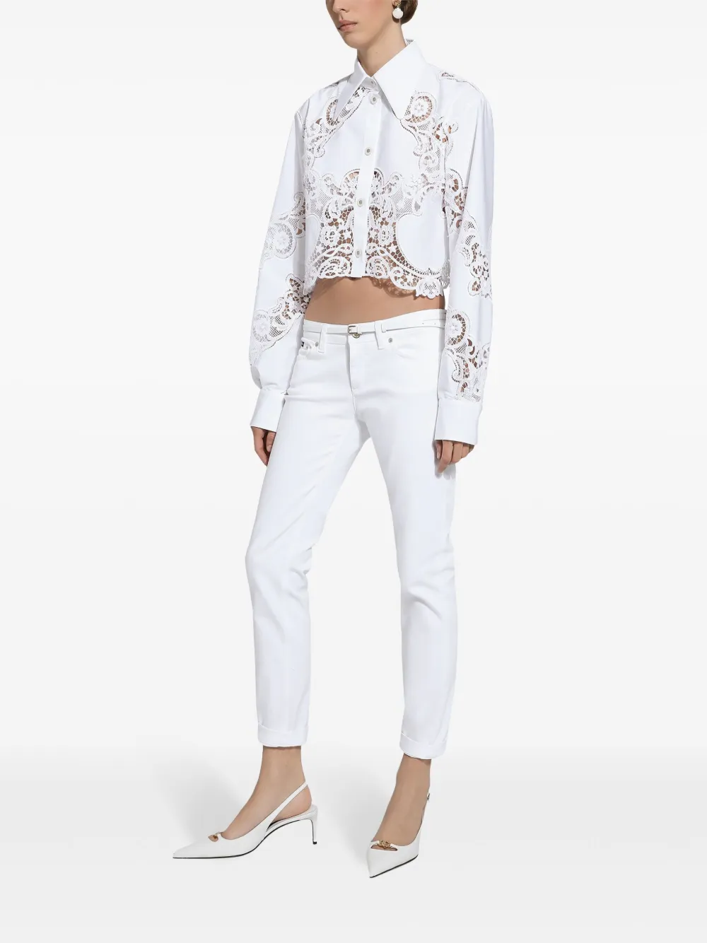 Shop Dolce & Gabbana Low-rise Skinny Jeans In White