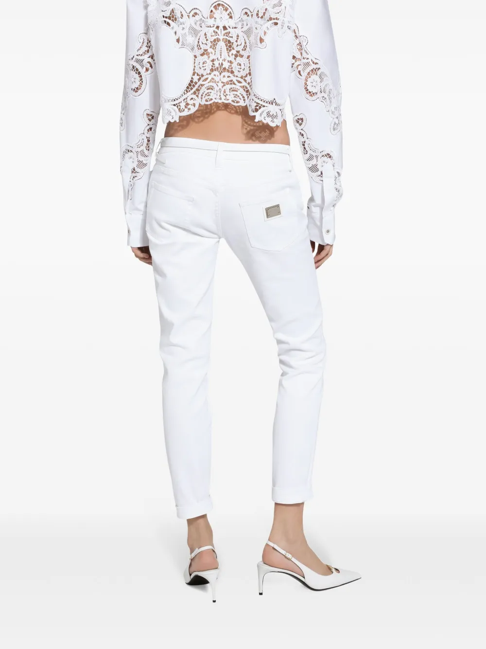 Shop Dolce & Gabbana Low-rise Skinny Jeans In White