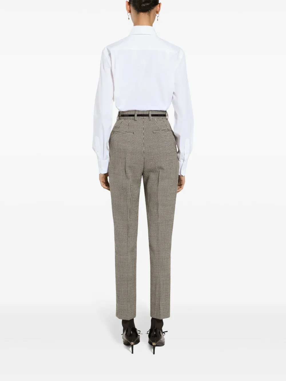 Dolce & Gabbana Wollen broek met pied-de-poule print Bruin