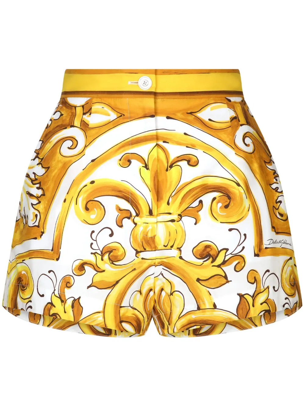 Dolce & Gabbana Katoenen shorts met Majolica-print Geel
