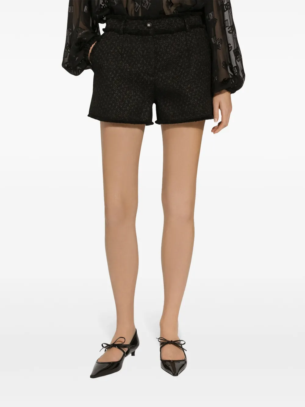 Dolce & Gabbana Frayed Detailing Tailored Shorts In Black
