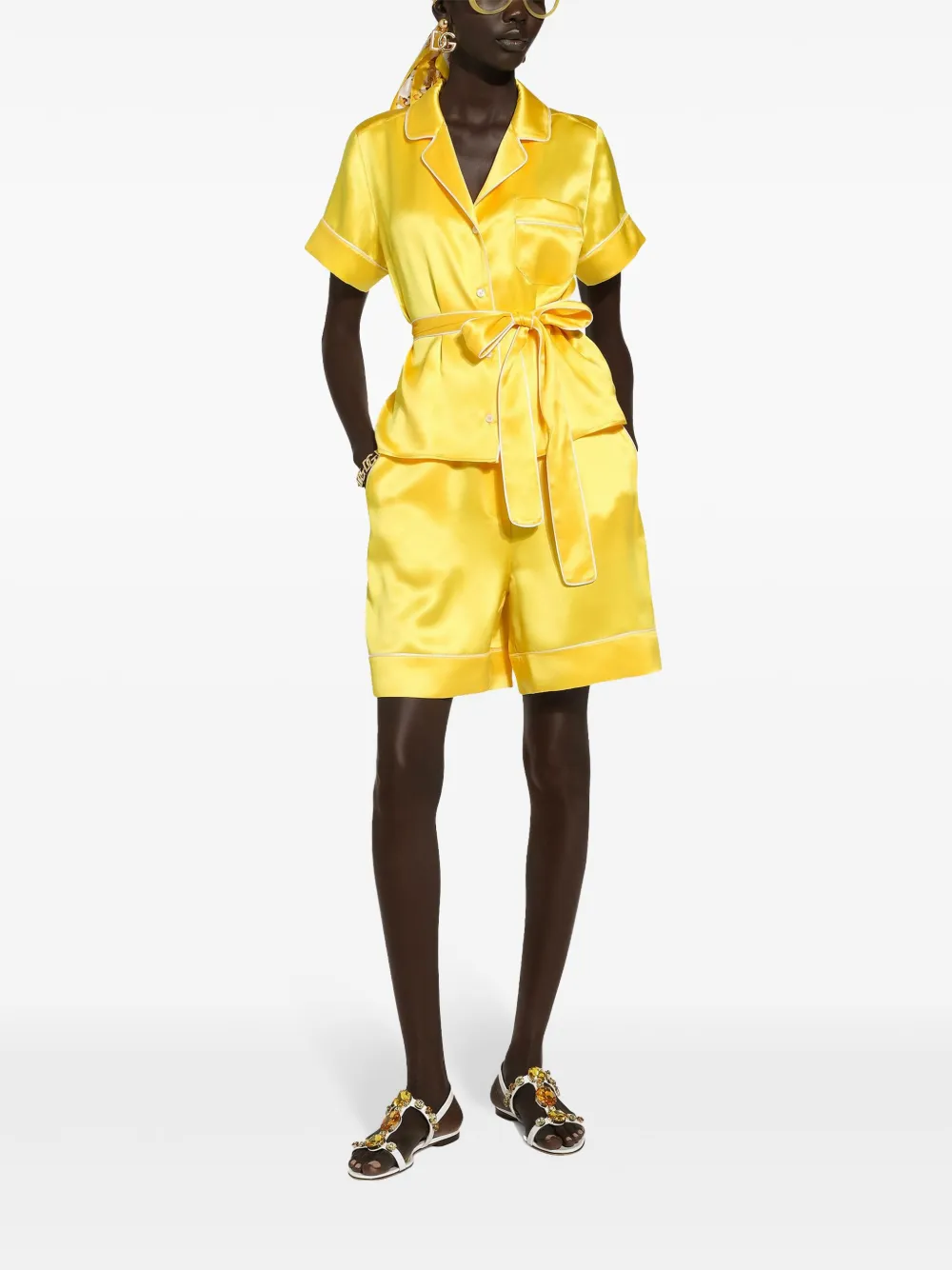 Dolce & Gabbana Zijden shorts - Geel