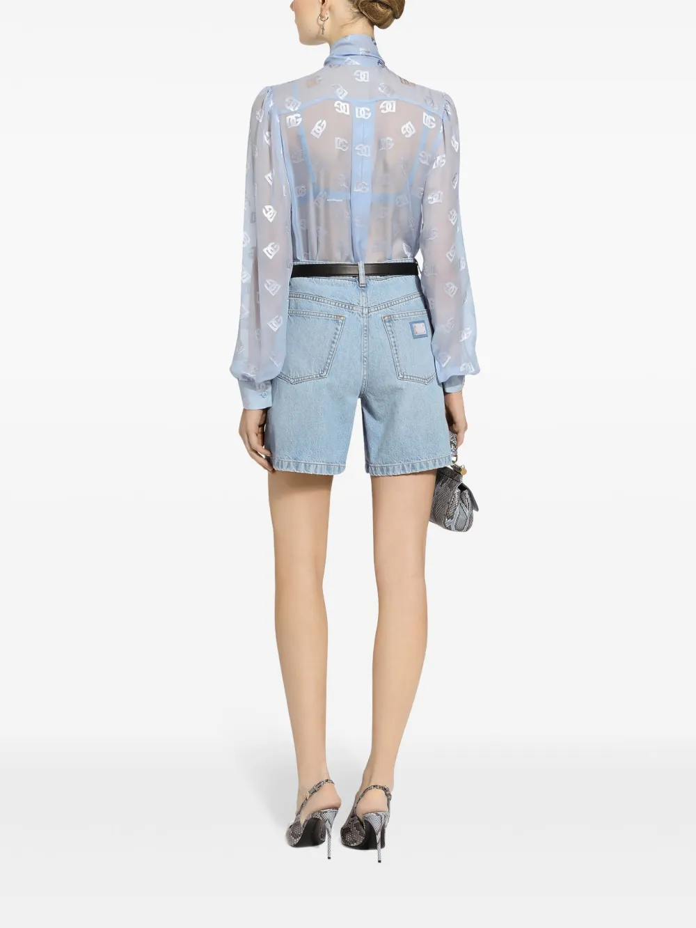 Dolce & Gabbana Cotton Denim Bermuda Shorts In Blue