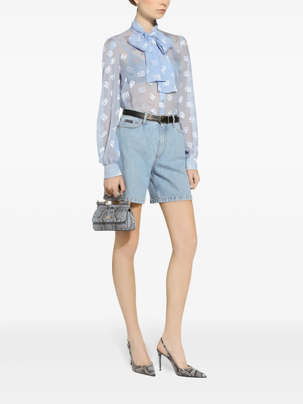 Dolce & Gabbana Cotton Denim Bermuda Shorts In Blue