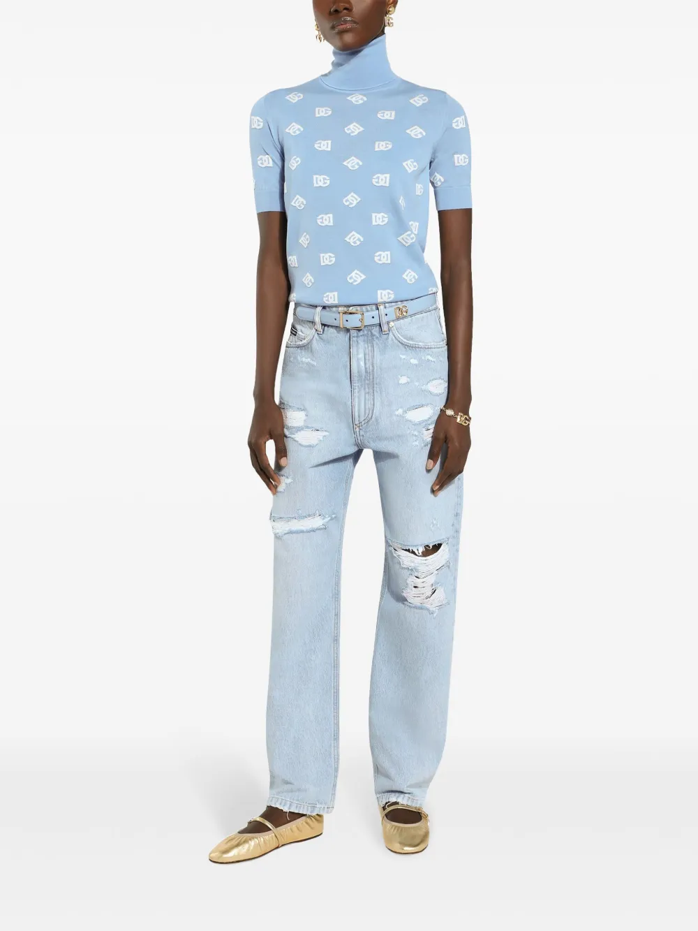 dolce&gabbana Dolce & Gabbana Gerafelde straight jeans - Blauw