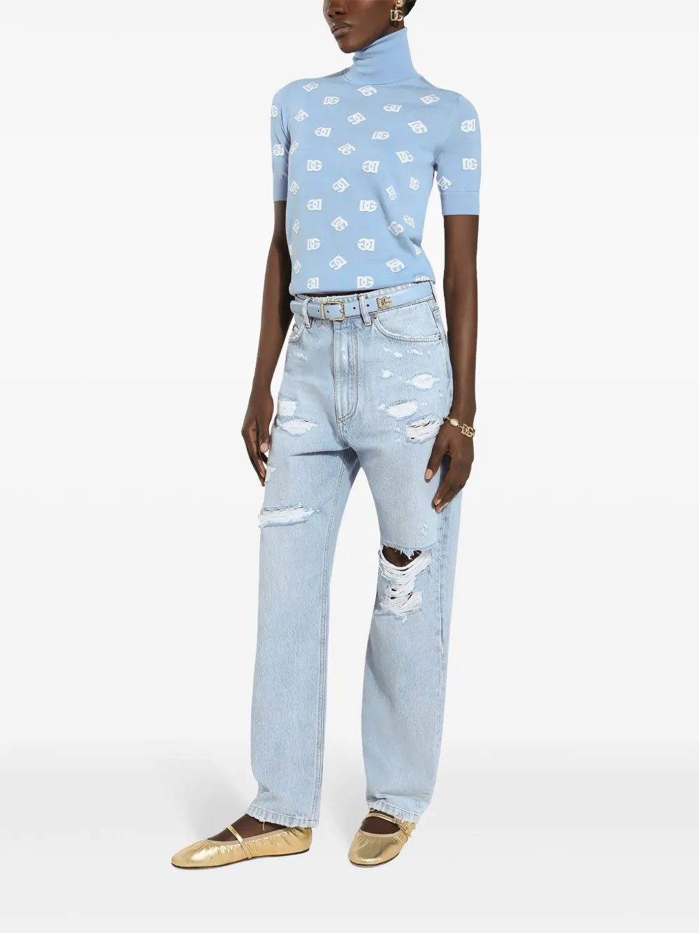 Dolce & Gabbana Gerafelde straight jeans Blauw