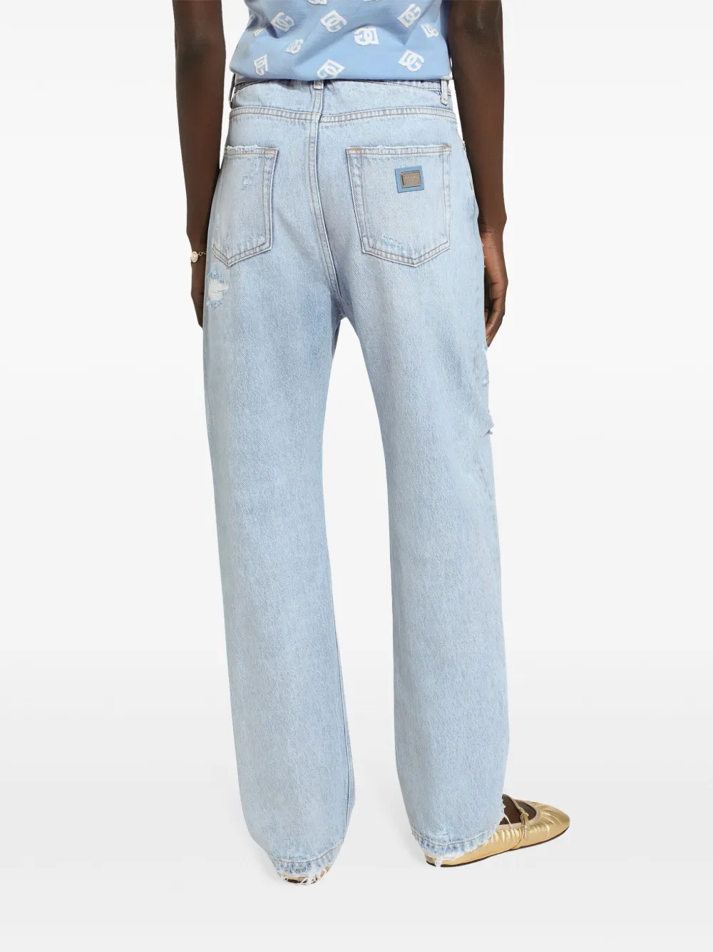 Dolce & Gabbana Gerafelde straight jeans Blauw