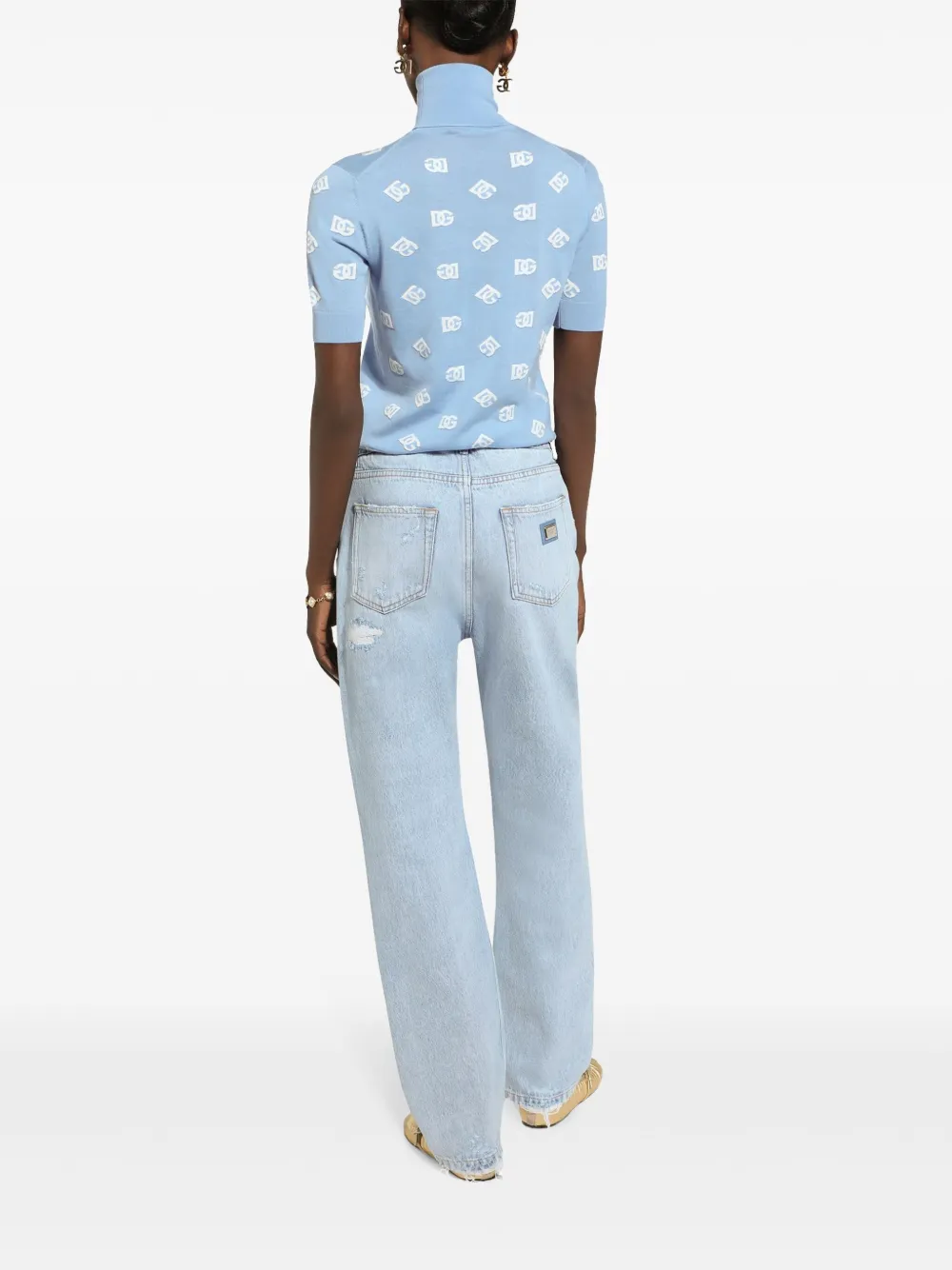 Dolce & Gabbana Gerafelde straight jeans Blauw