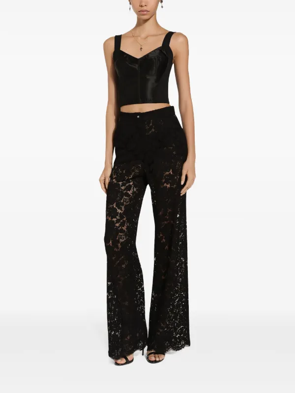 Dolce & Gabbana Floral Lace Trousers | Black | FARFETCH