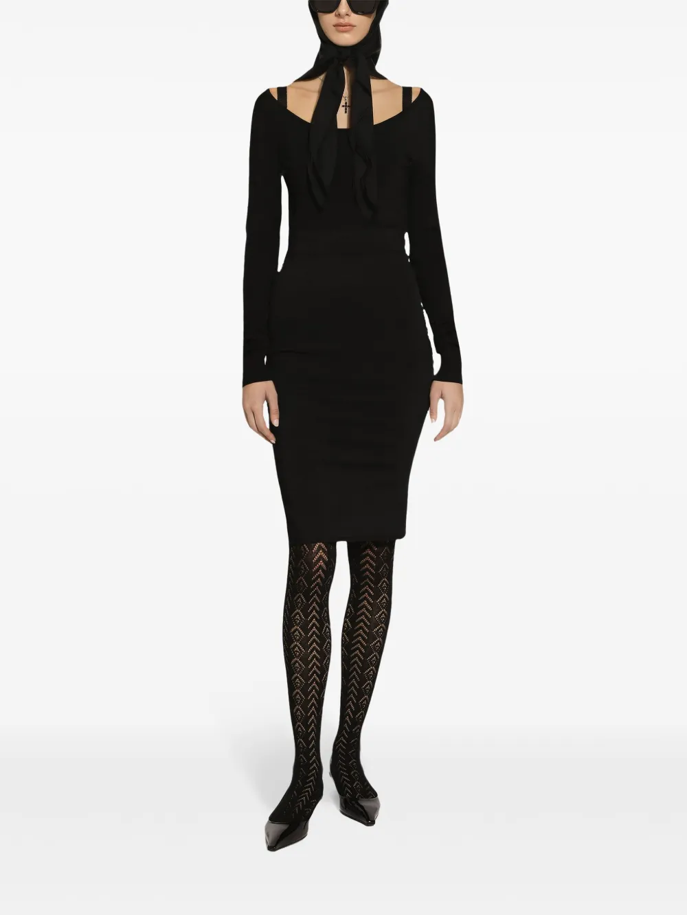 Dolce & Gabbana Black Ribbed Mini Cropped Top In Black