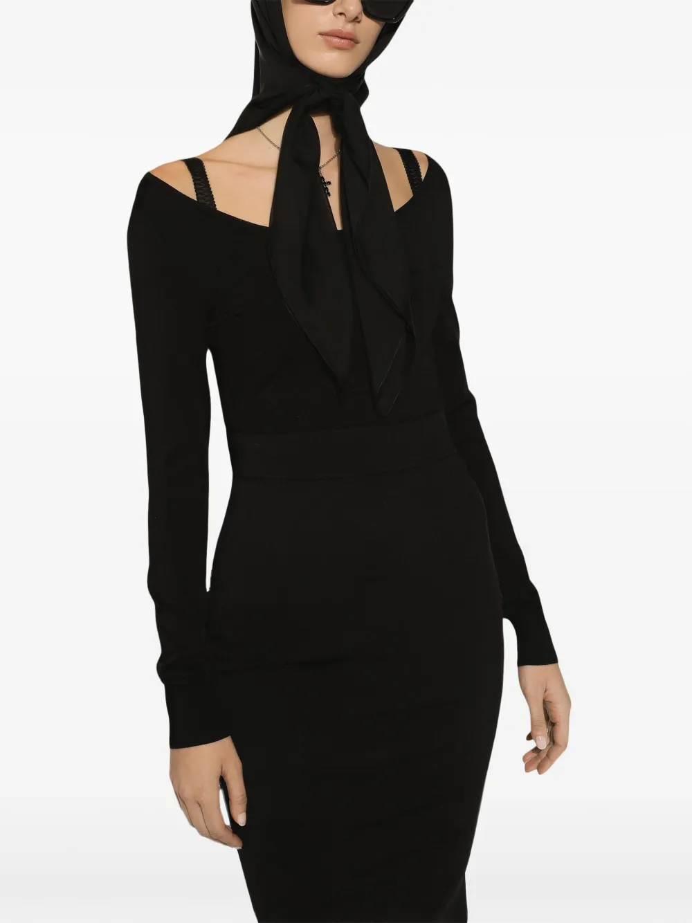 Dolce & Gabbana Black Ribbed Mini Cropped Top In Black
