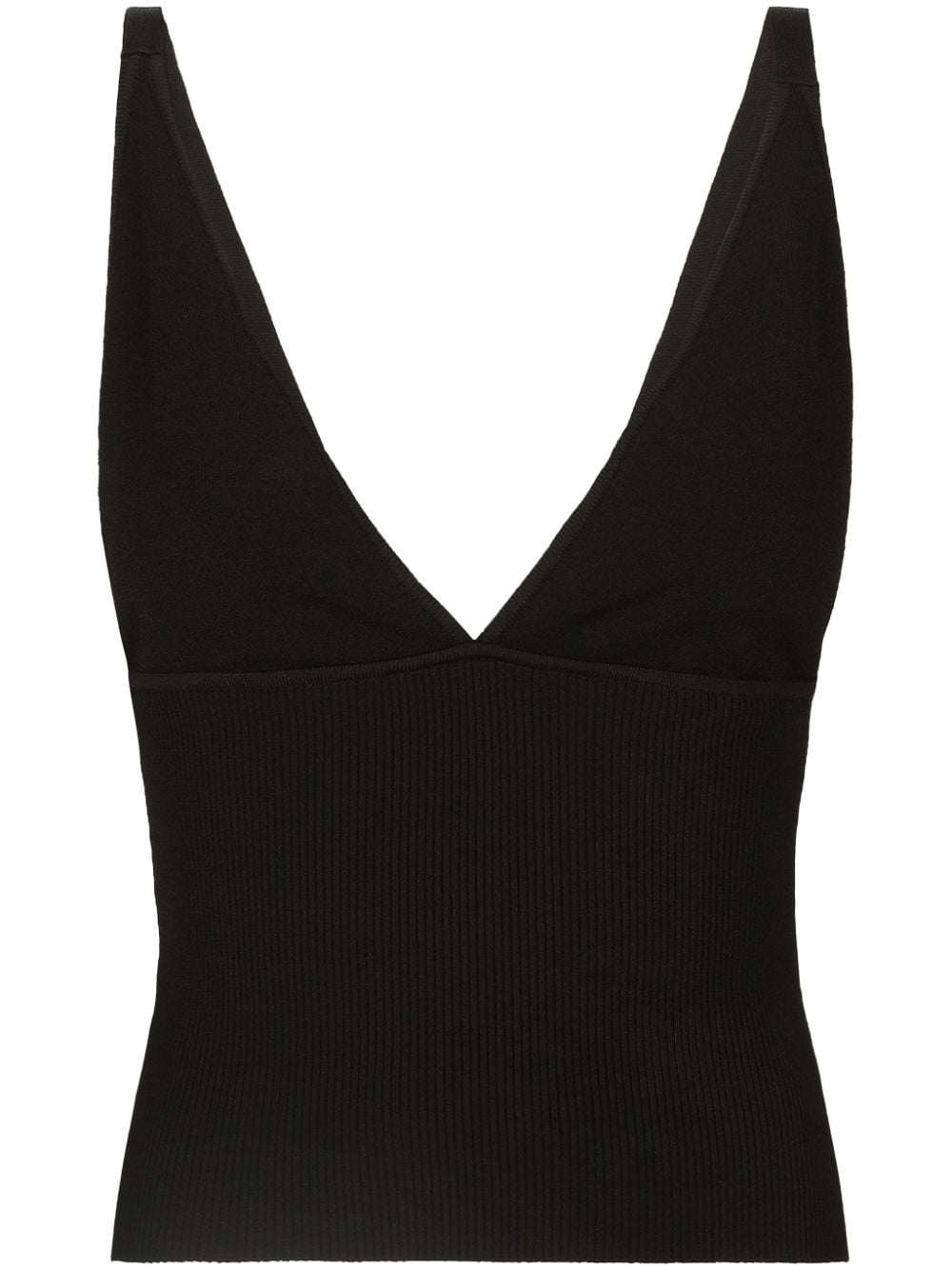 Dolce & Gabbana Ribbed-knit Cropped Tank Top In Black