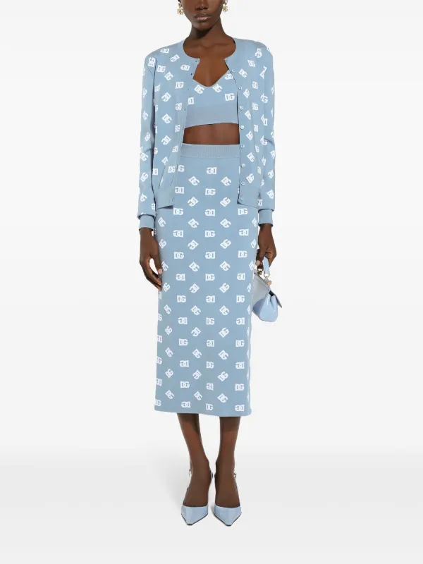 Dolce & Gabbana DNA ロゴ ストレートスカート | ブルー | FARFETCH JP