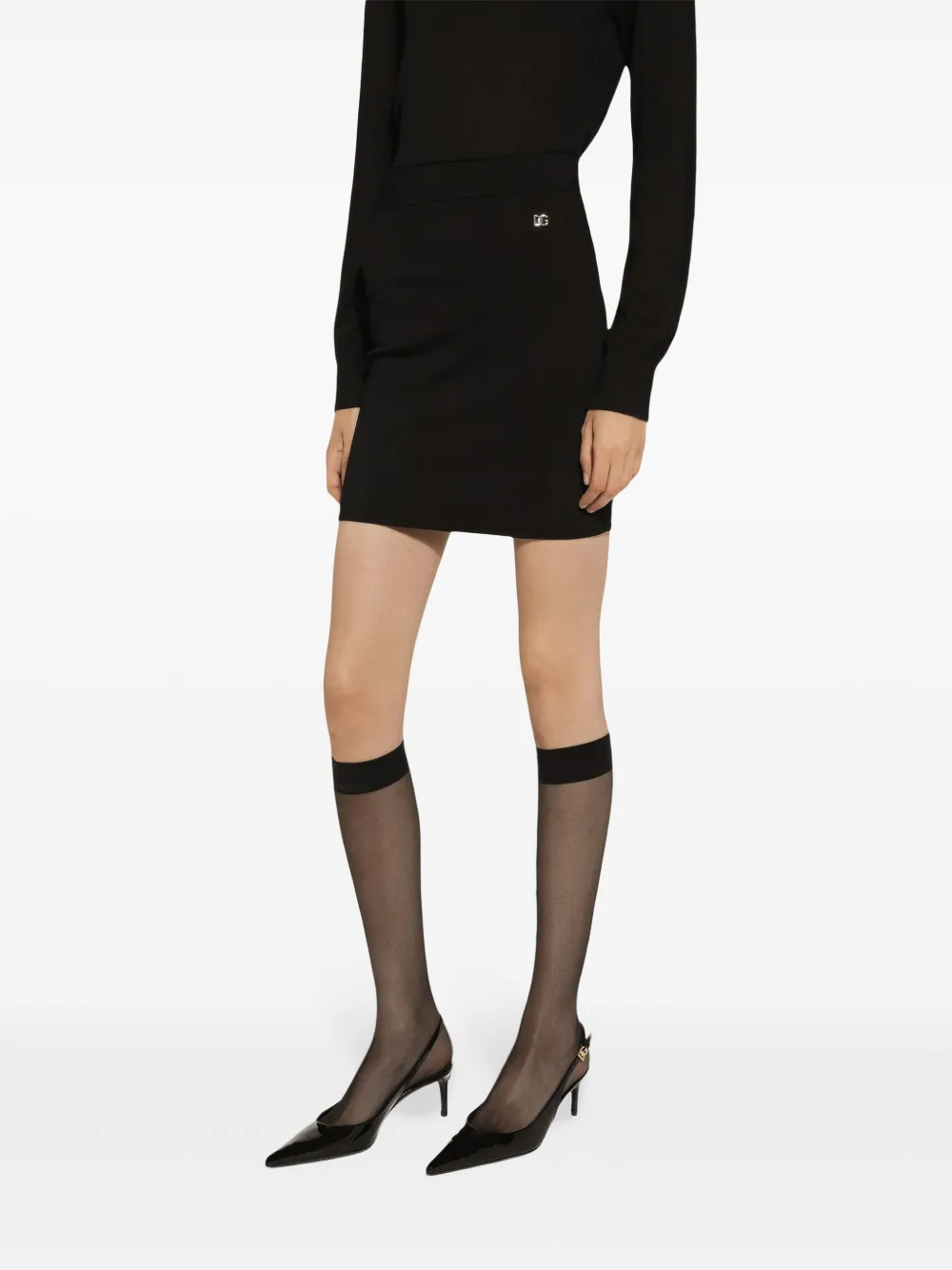 Dolce & Gabbana Mini-rok met logoplakkaat Zwart