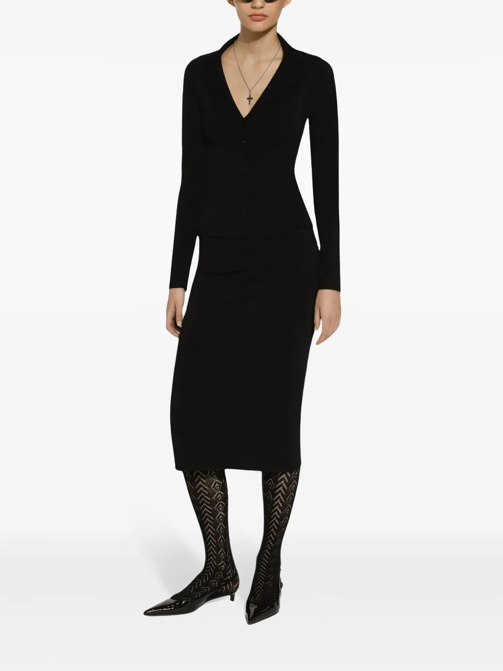 Dolce & Gabbana Kokerrok met DG-logo - Zwart