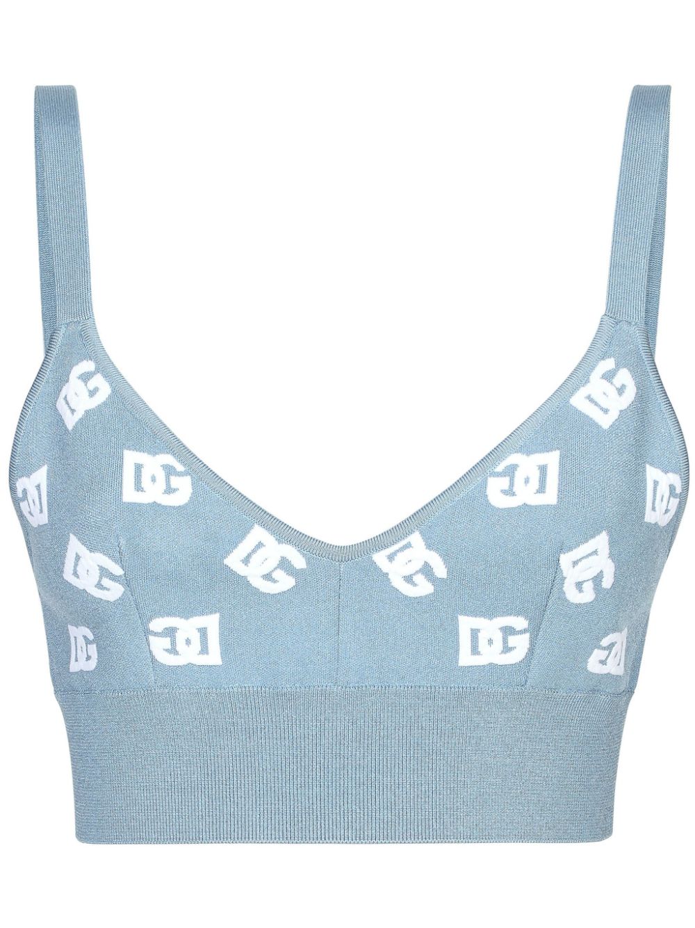 Shop Dolce & Gabbana Logo Embroidered Cropped Top In Blue