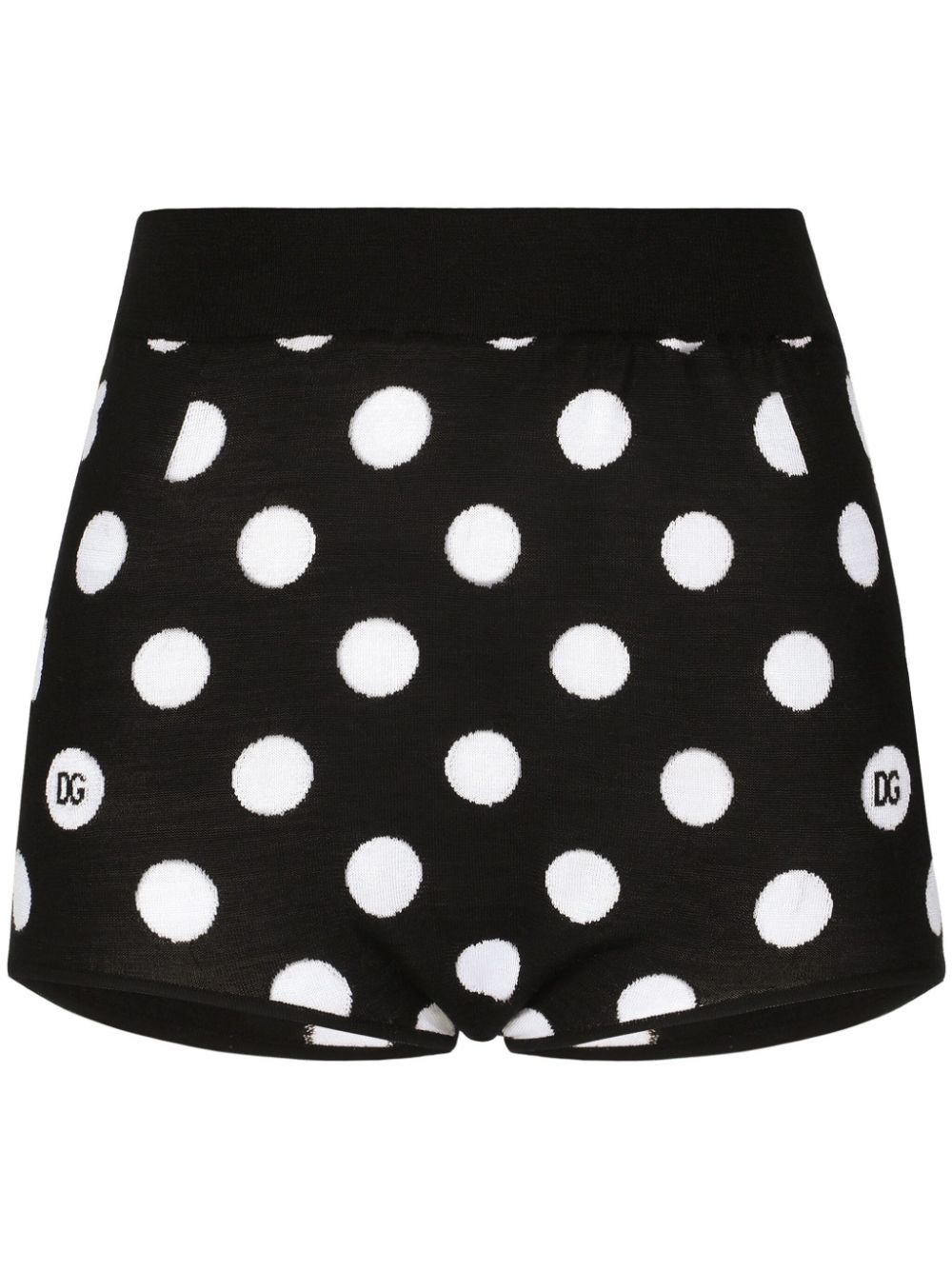 Dolce & Gabbana Polka Dot-pattern High-waisted Shorts In Black