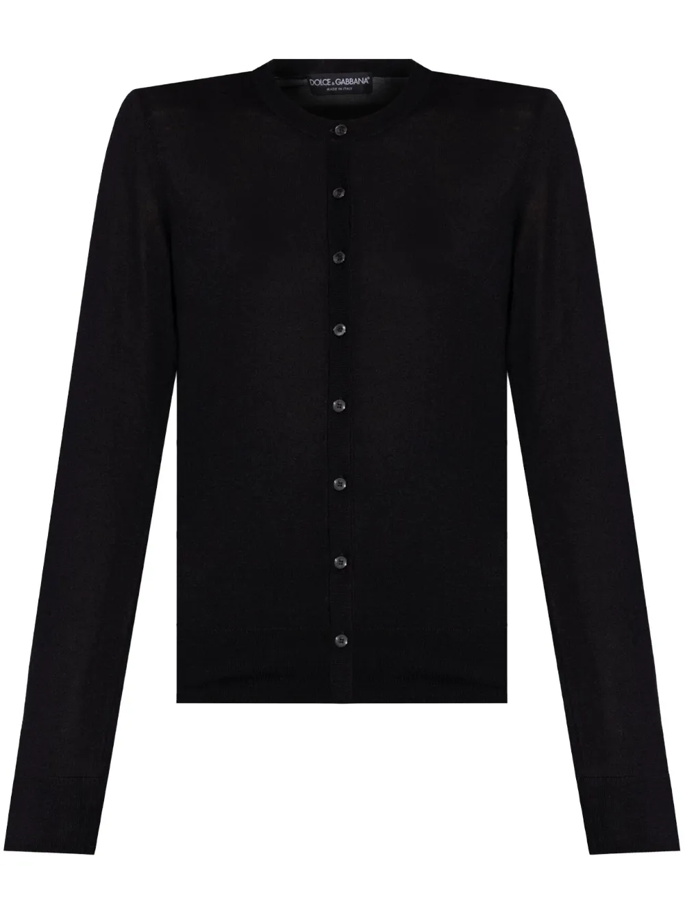 Dolce & Gabbana Cashmere And Silk Crewneck Cardigan In N0000 Black