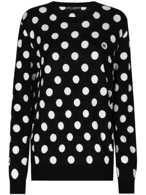 Dolce & Gabbana polka dot-pattern crew-neck jumper