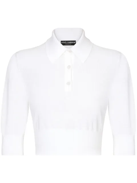 Dolce & Gabbana cropped fine-knit polo shirt
